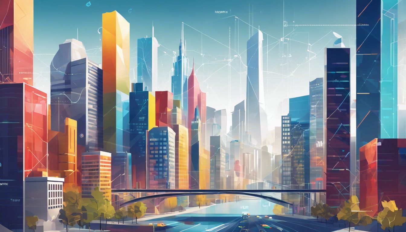 A data visualization chart with Google Maps integration and urban skyline. A data visualization chart with Google Maps integration and urban skyline.