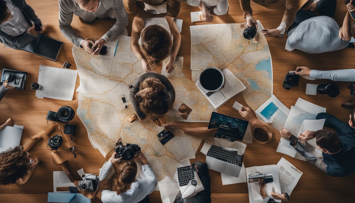 A visually cohesive map created from multiple data sources and photographs. A visually cohesive map created from multiple data sources and photographs.